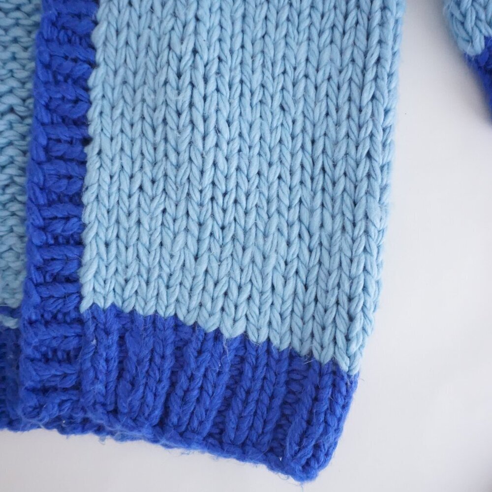 Princess Polly Blue Colorblock Chunky Knit Open Front Cardigan Preppy XS/S - Picture 5 of 10